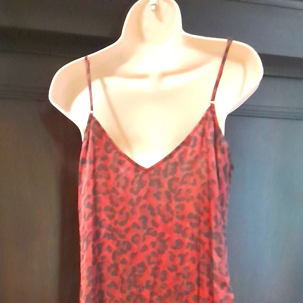 New Acrobat Maxi Silk slip dress Burgundy Red Brown Leopard Slit Spaghetti Strap - Picture 2 of 8